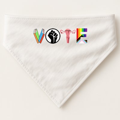 Vote Books Fist Ovaries Lgtbq USA-Made Doggie Bandana