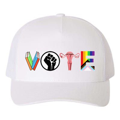 Vote Books Fist Ovaries Lgtbq Yupoong Adult 5-Panel Trucker Hat