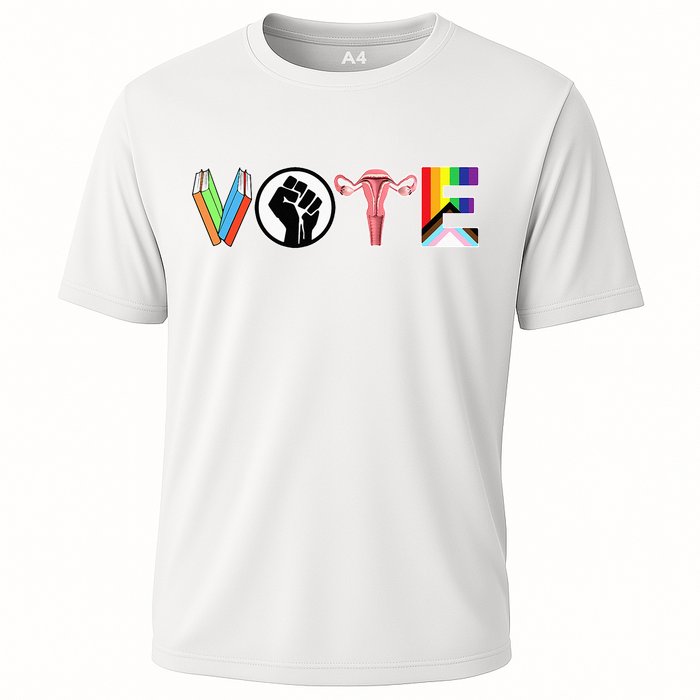 Vote Books Fist Ovaries Lgtbq Cooling Performance Crew T-Shirt