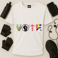 Vote Books Fist Ovaries Lgtbq Cooling Performance Crew T-Shirt