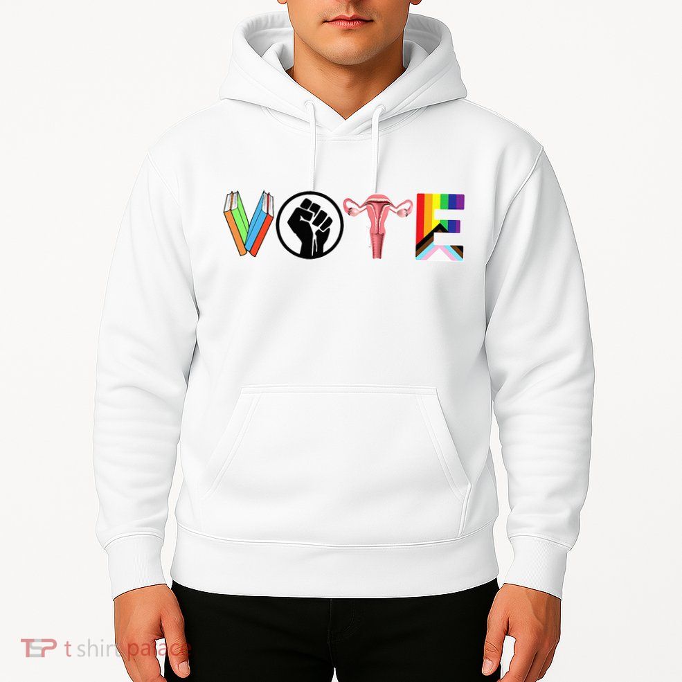 Vote Books Fist Ovaries Lgtbq Hoodie