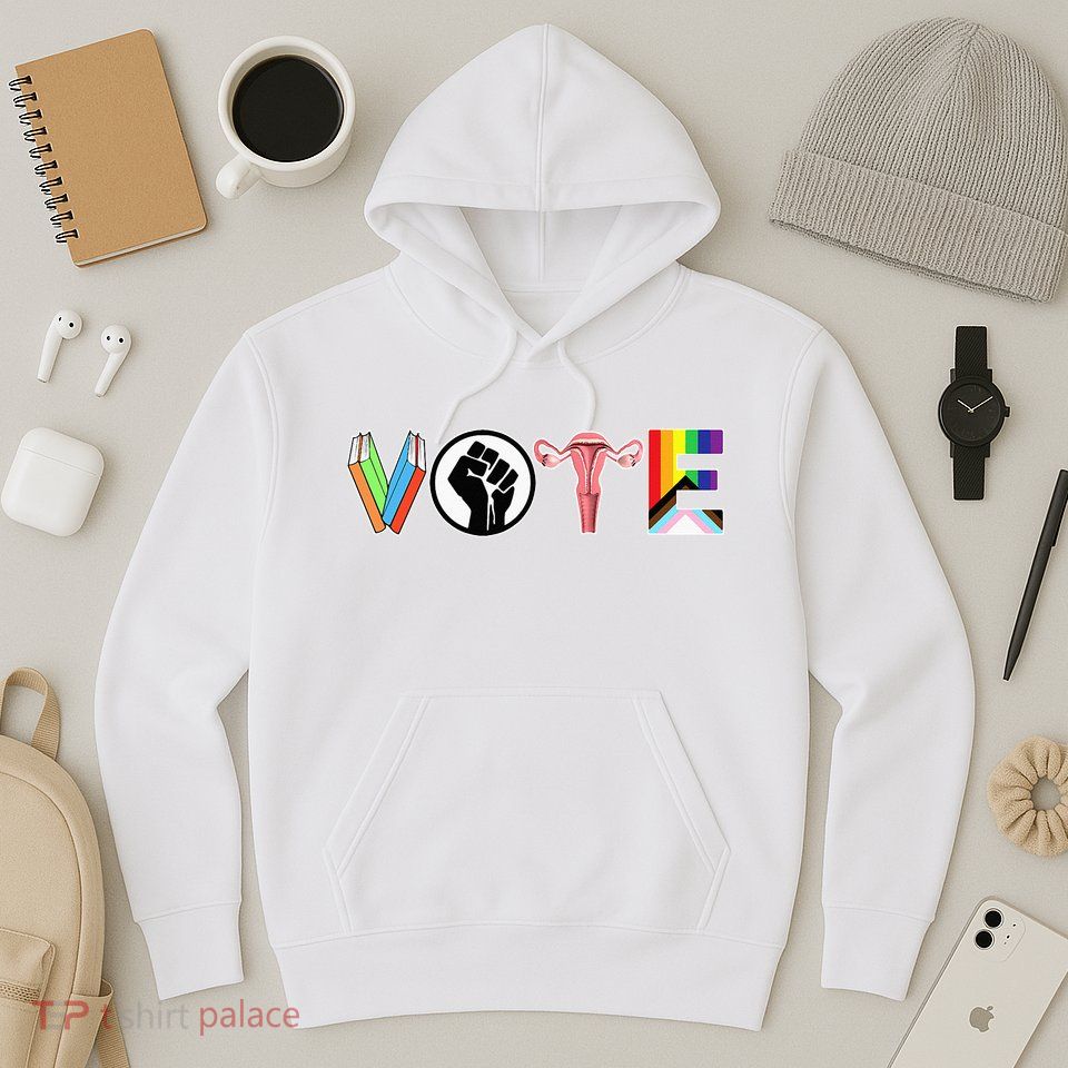Vote Books Fist Ovaries Lgtbq Hoodie