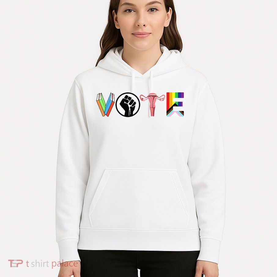 Vote Books Fist Ovaries Lgtbq Hoodie