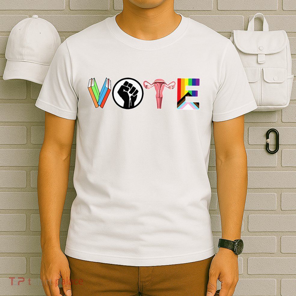 Vote Books Fist Ovaries Lgtbq T-Shirt