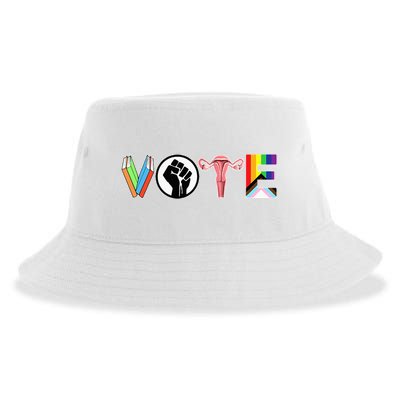 Vote Books Fist Ovaries Lgtbq Sustainable Bucket Hat