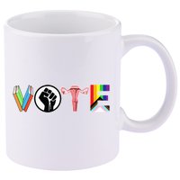 Vote Books Fist Ovaries Lgtbq 11oz C Handle Ceramic Mug