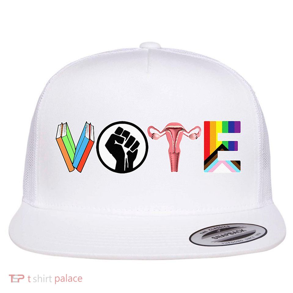 Vote Books Fist Ovaries Lgtbq Flatbill Hat