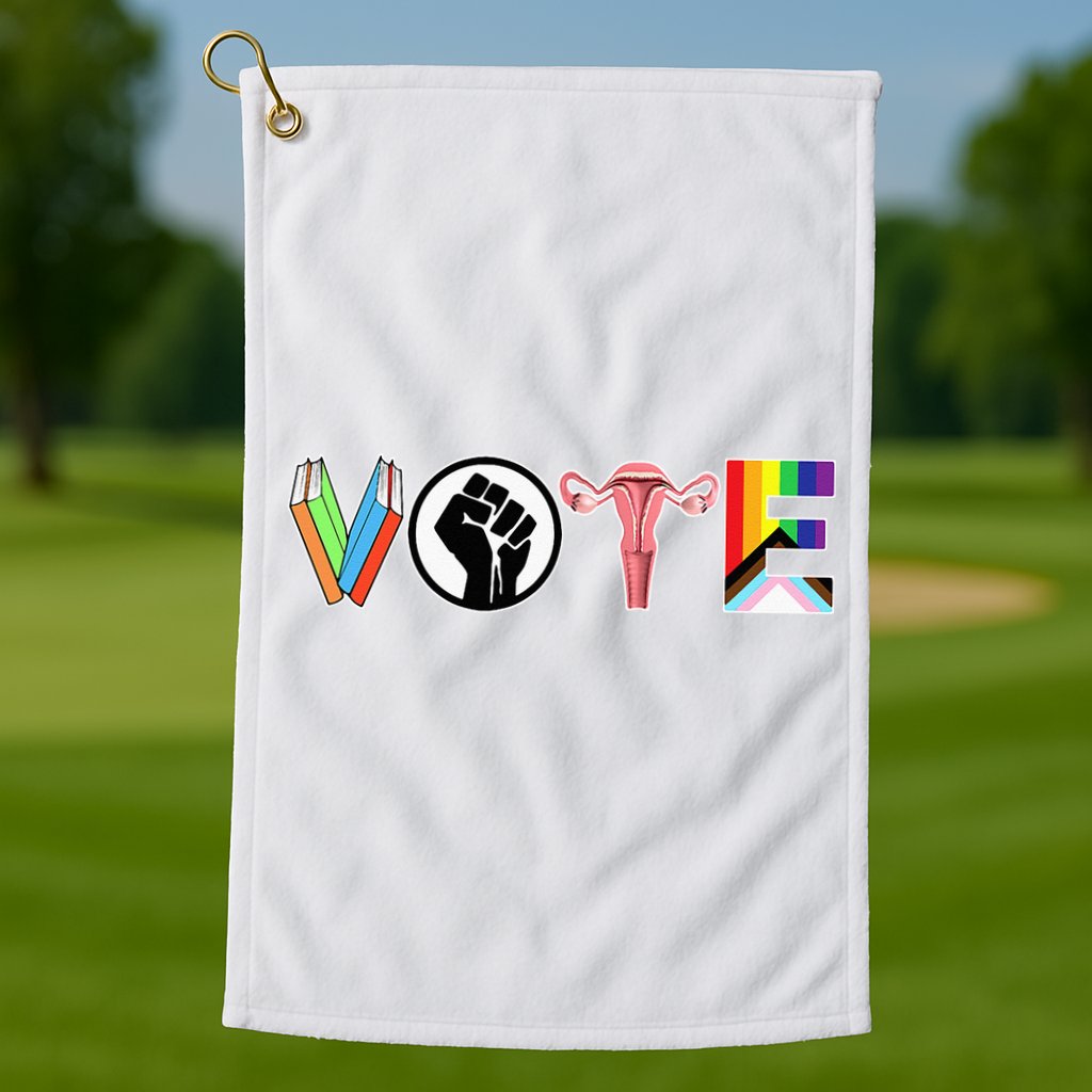 Vote Books Fist Ovaries Lgtbq Golf Towel