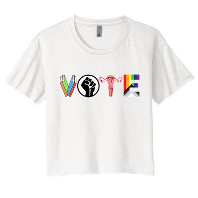 Vote Books Fist Ovaries Lgtbq Crop Top