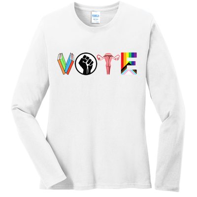 Vote Books Fist Ovaries Lgtbq Ladies Long Sleeve Shirt