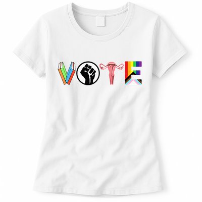 Vote Books Fist Ovaries Lgtbq Womens T-Shirt