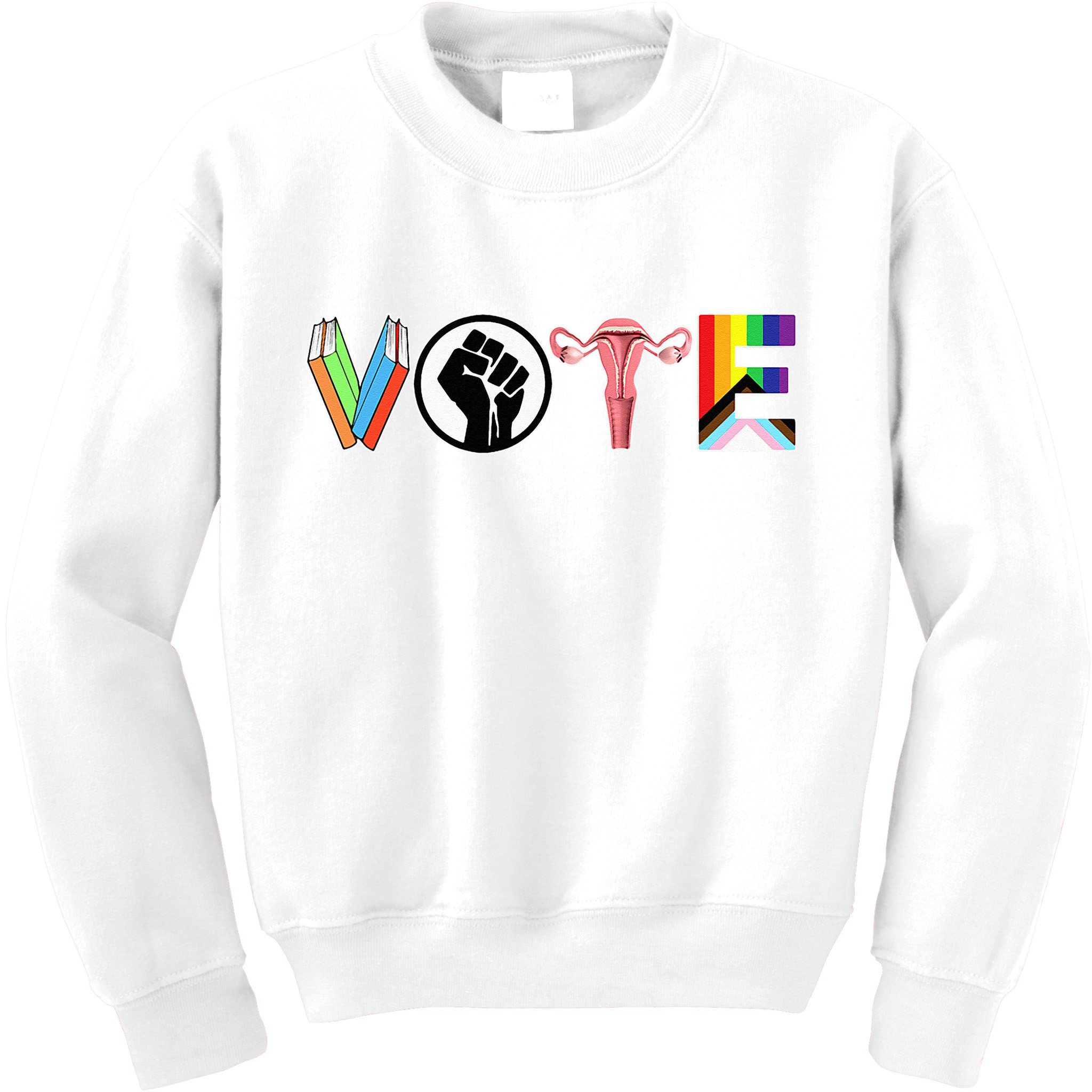 Vote Books Fist Ovaries Lgtbq Kids Sweatshirt