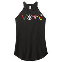 Vote Books Fist Ovaries Lgbtq Funny Women’s Perfect Tri Rocker Tank