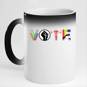 Vote Books Fist Ovaries Lgtbq 11oz Black Color Changing Mug