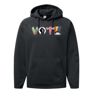 Vote Books Fist Ovaries Lgtbq Performance Fleece Hoodie