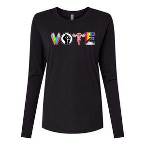 Vote Books Fist Ovaries Lgtbq Womens Cotton Relaxed Long Sleeve T-Shirt