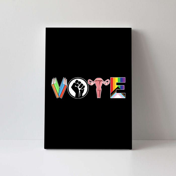 Vote Books Fist Ovaries Lgtbq Canvas