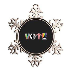 Vote Books Fist Ovaries Lgtbq Metallic Star Ornament