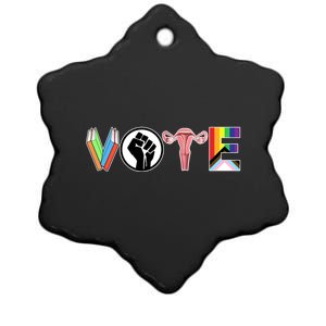 Vote Books Fist Ovaries Lgtbq Ceramic Star Ornament