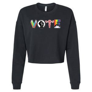 Vote Books Fist Ovaries Lgtbq Cropped Pullover Crew