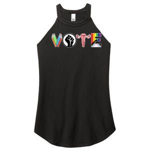 Vote Books Fist Ovaries Lgtbq Women's Perfect Tri Rocker Tank