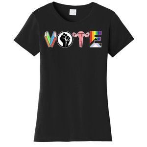 Vote Books Fist Ovaries Lgtbq Women's T-Shirt