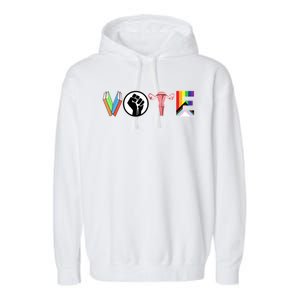 Vote Books Fist Ovaries Lgtbq Garment-Dyed Fleece Hoodie