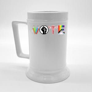 Vote Books Fist Ovaries Lgtbq Beer Stein