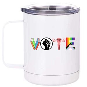 Vote Books Fist Ovaries Lgtbq 12 oz Stainless Steel Tumbler Cup