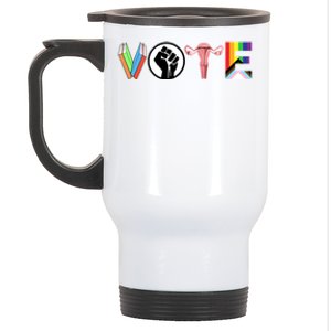 Vote Books Fist Ovaries Lgtbq Stainless Steel Travel Mug