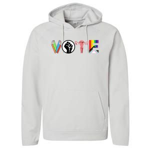 Vote Books Fist Ovaries Lgtbq Performance Fleece Hoodie