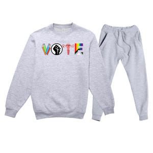 Vote Books Fist Ovaries Lgtbq Premium Crewneck Sweatsuit Set