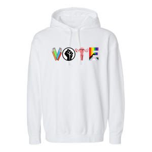 Vote Books Fist Ovaries Lgtbq Garment-Dyed Fleece Hoodie