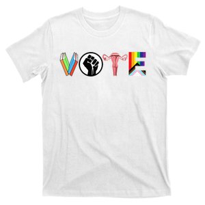 Vote Books Fist Ovaries Lgtbq T-Shirt