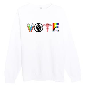 Vote Books Fist Ovaries Lgtbq Premium Crewneck Sweatshirt