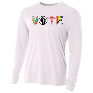 Vote Books Fist Ovaries Lgtbq Cooling Performance Long Sleeve Crew