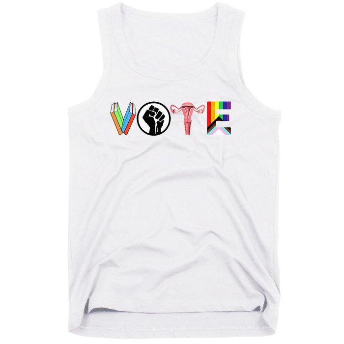 Vote Books Fist Ovaries Lgtbq Tank Top