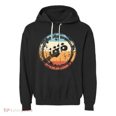 Vintage Bass Guitar Headstock For Bassist And Bass Player Garment-Dyed Fleece Hoodie