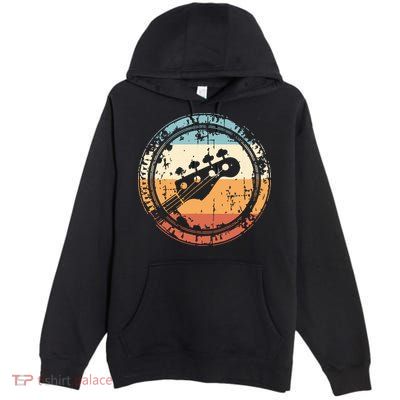Vintage Bass Guitar Headstock For Bassist And Bass Player Premium Pullover Hoodie