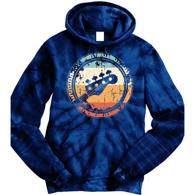 Vintage Bass Guitar Headstock For Bassist And Bass Player Tie Dye Hoodie