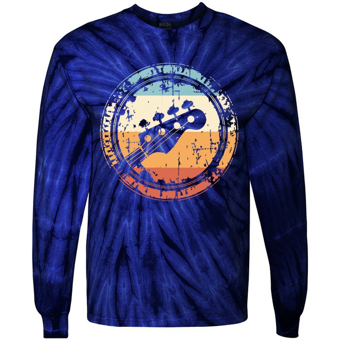 Vintage Bass Guitar Headstock For Bassist And Bass Player Tie-Dye Long Sleeve Shirt