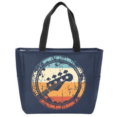 Vintage Bass Guitar Headstock For Bassist And Bass Player Zip Tote Bag