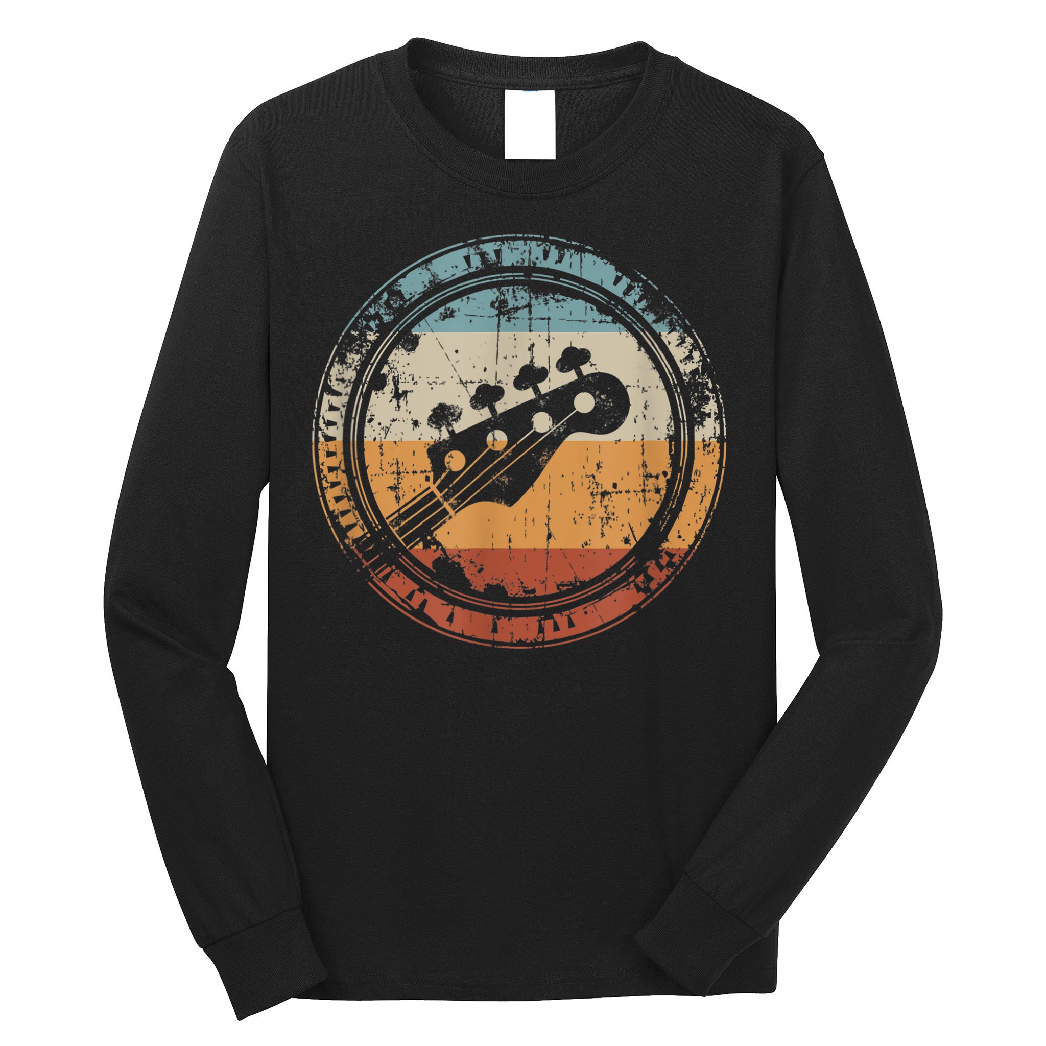 Vintage Bass Guitar Headstock for Bassist and Bass Player Long Sleeve Shirt