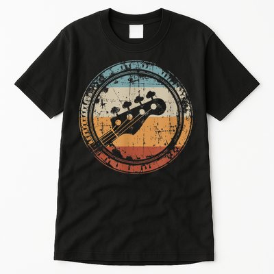 Vintage Bass Guitar Headstock for Bassist and Bass Player Tall T-Shirt