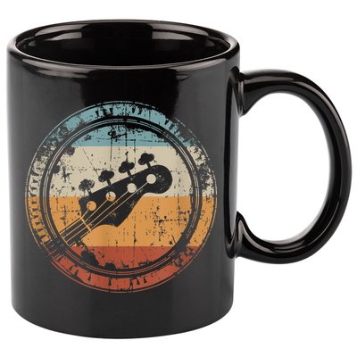Vintage Bass Guitar Headstock for Bassist and Bass Player 11oz C Handle Ceramic Mug