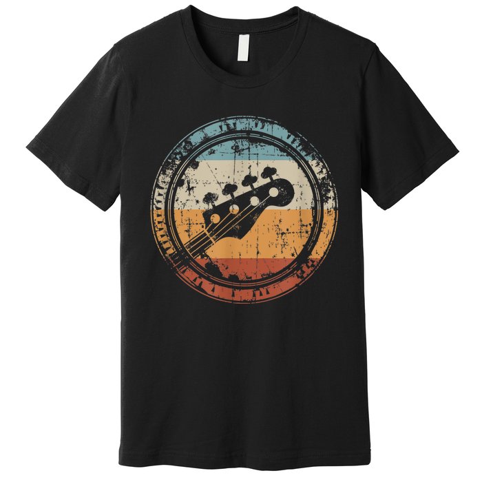 Vintage Bass Guitar Headstock for Bassist and Bass Player Premium T-Shirt