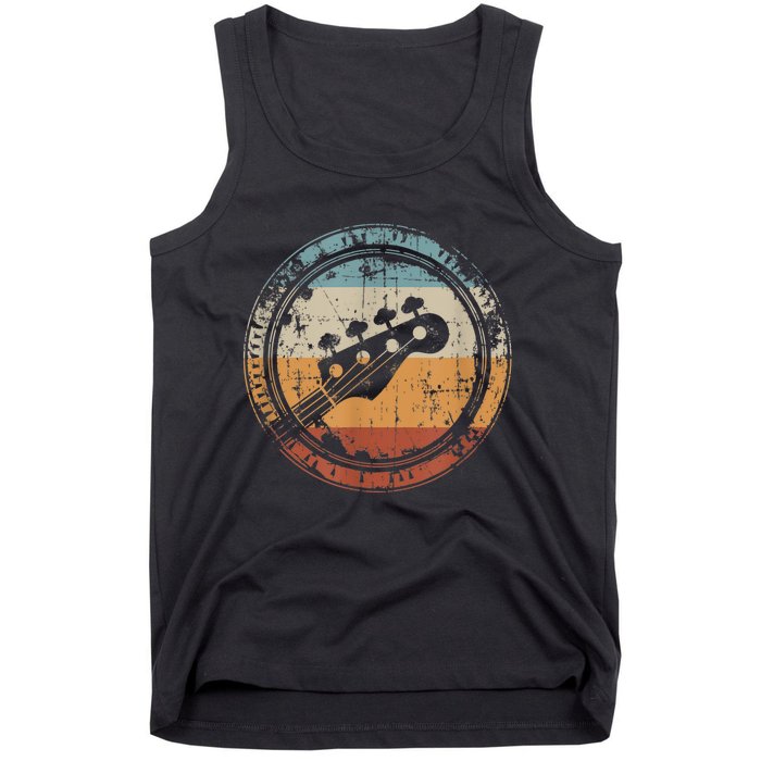 Vintage Bass Guitar Headstock for Bassist and Bass Player Tank Top