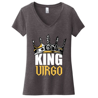 Virgo Birthday Gifts King Virgo Zodiac Women's V-Neck T-Shirt