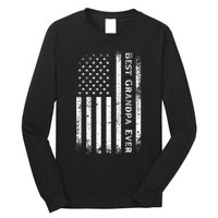 Vintage Best Grandpa Ever Us Flag Funny For Grandfather Long Sleeve Shirt