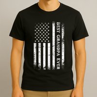 Vintage Best Grandpa Ever Us Flag Funny For Grandfather T-Shirt